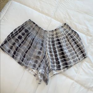 Black and white tie-dye shorts
